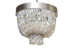 Quartz and Stainless Steel Two Tier Pink Lavaliere Chandelier by Thomas Fuchs