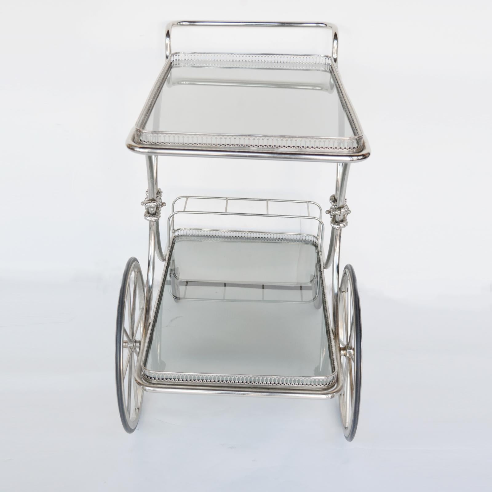 Two Tier Rolling Bar Cart For Sale 2