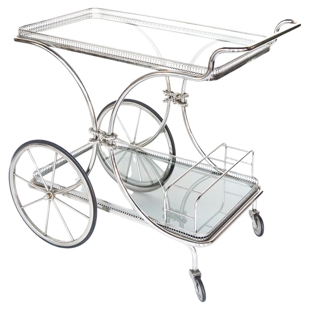 Two Tier Rolling Bar Cart For Sale