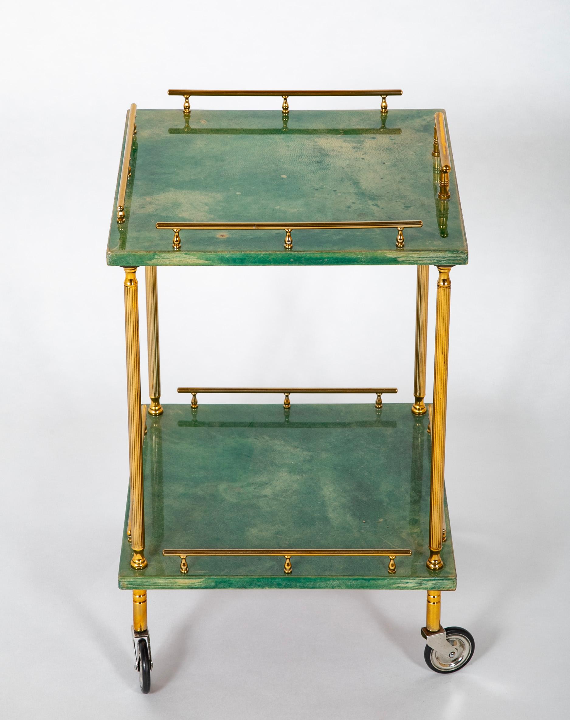 Two Tier Rolling Cart by Aldo Tura For Sale 2