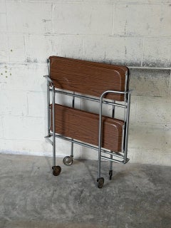 Two-Tier Rosewood Foldable Bar Cart German Mid-Century Modern 1970s