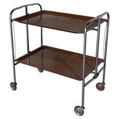 Two-Tier Rosewood Foldable Bar Cart German Mid-Century Modern 1970s