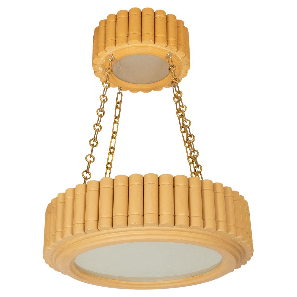 Two-Tier Round Giltwood Pendant by Carlos Villegas For Sale