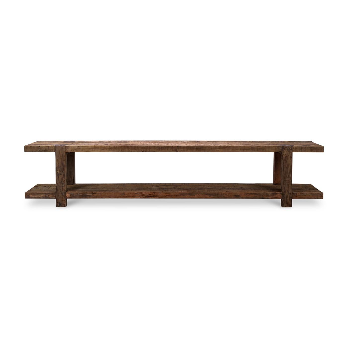 Un mix perfetto di funzionalità e bellezza naturale. Realizzato in legno di teak di alta qualità, questo supporto TV è caratterizzato da una finitura toscana ricca e terrosa che mette in risalto le venature e la consistenza naturale del legno. Il