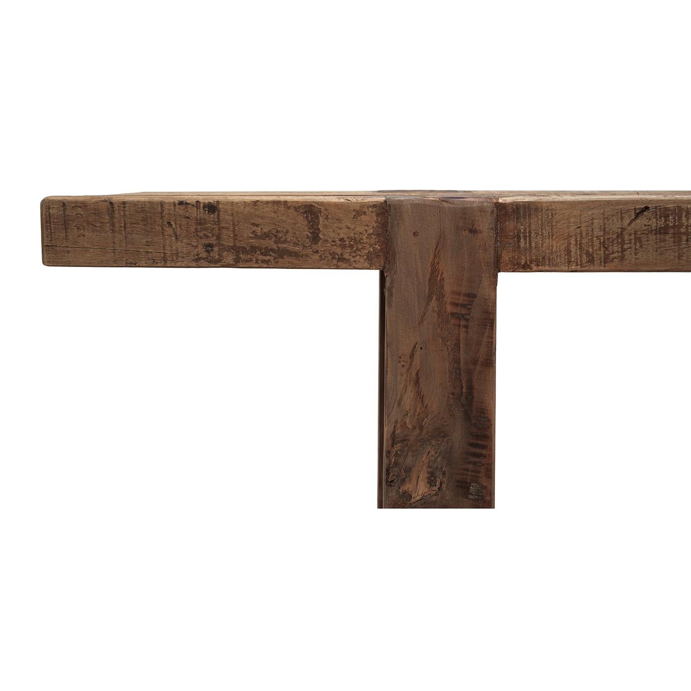 XXI secolo e contemporaneo Console multimediale in teak rustico a due livelli in vendita
