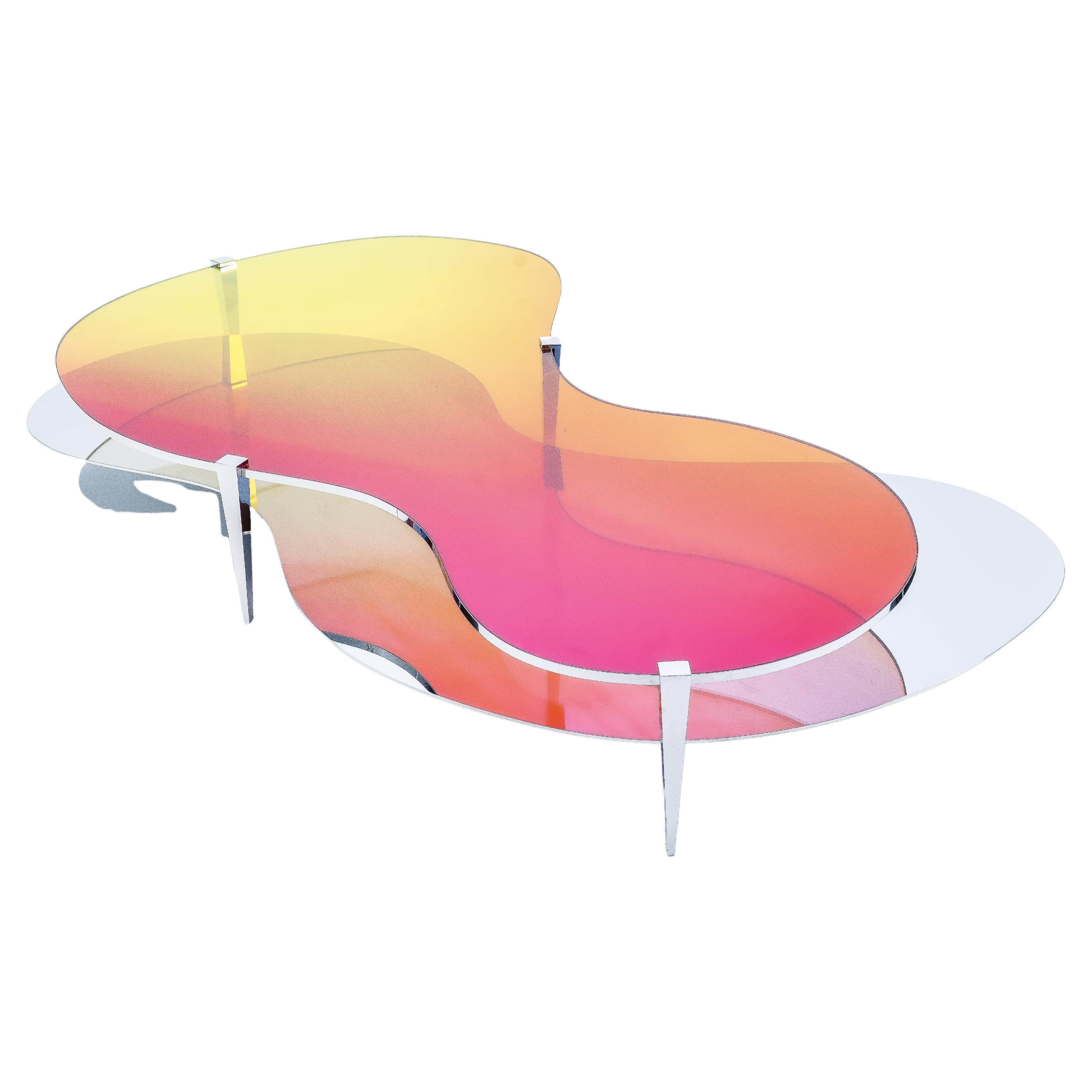 Two Tier Sculptural Dichroic Glass Coffee Table by ODA LIK Studio