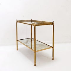 Two-Tier Side table with eglomise glass Mirror by Maison Jansen, French