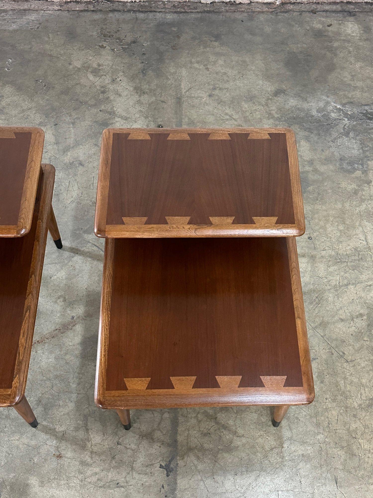 Two tier side tables by Lane Acclaim- pair In Good Condition For Sale In Los Angeles, CA