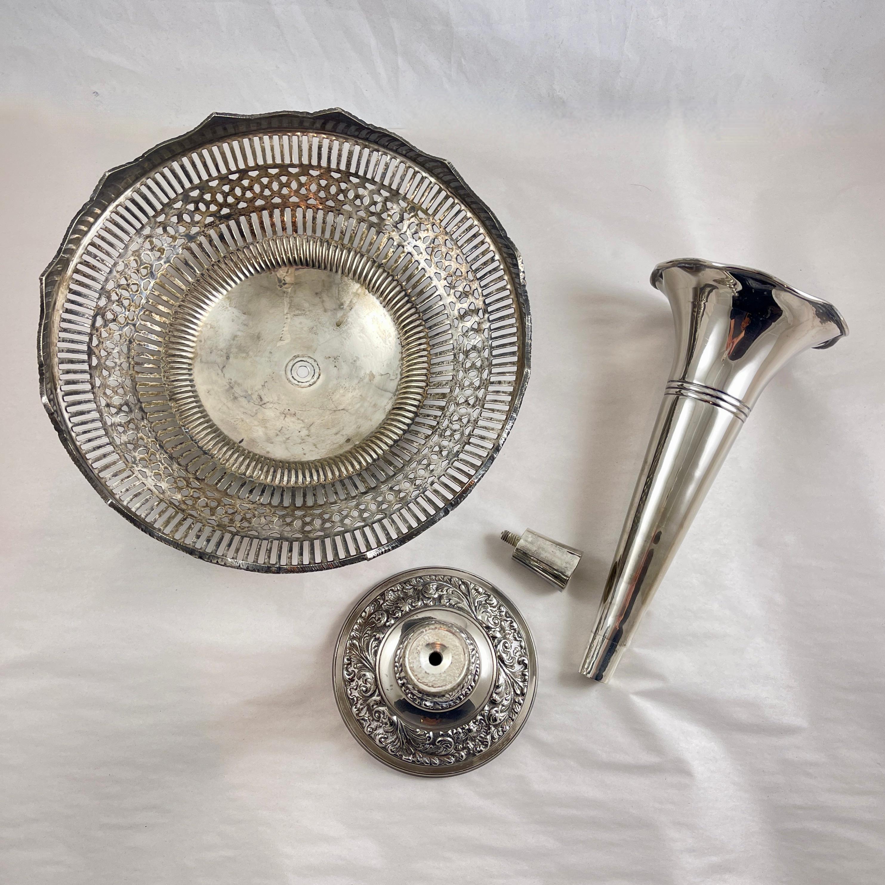 Two-Tier Silver Plated Pedestal Table Epergne For Sale 6