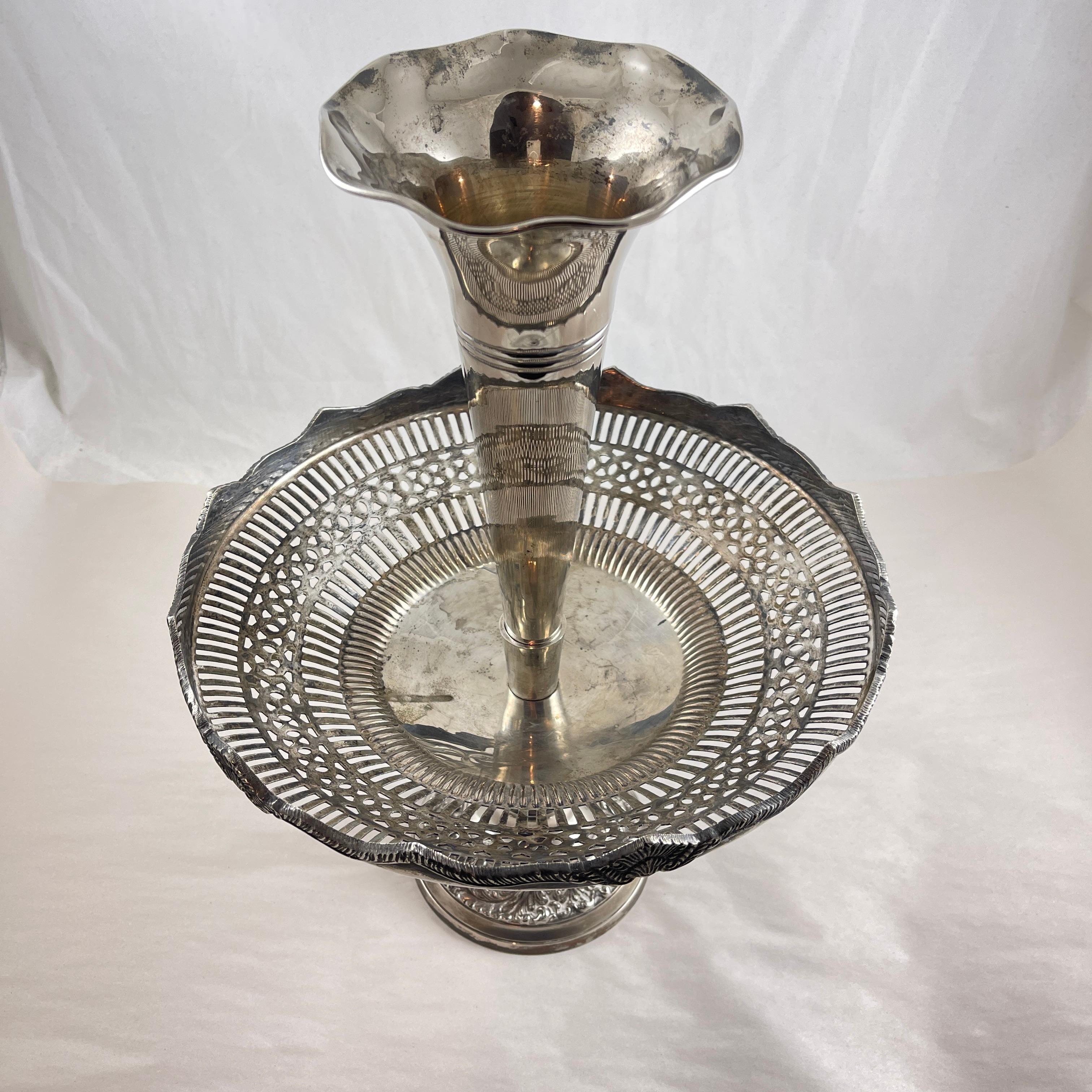 20th Century Two-Tier Silver Plated Pedestal Table Epergne For Sale