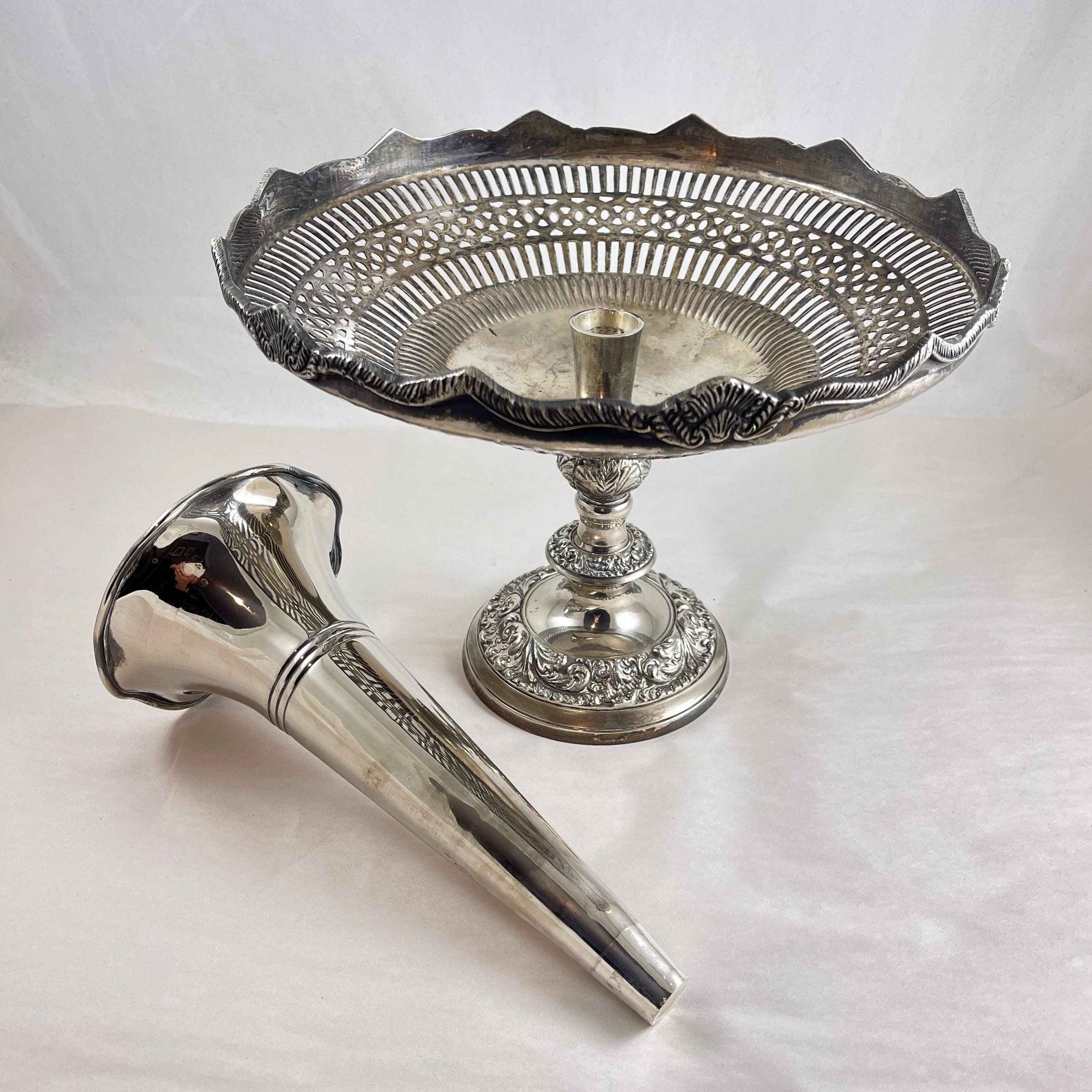 Two-Tier Silver Plated Pedestal Table Epergne For Sale 1