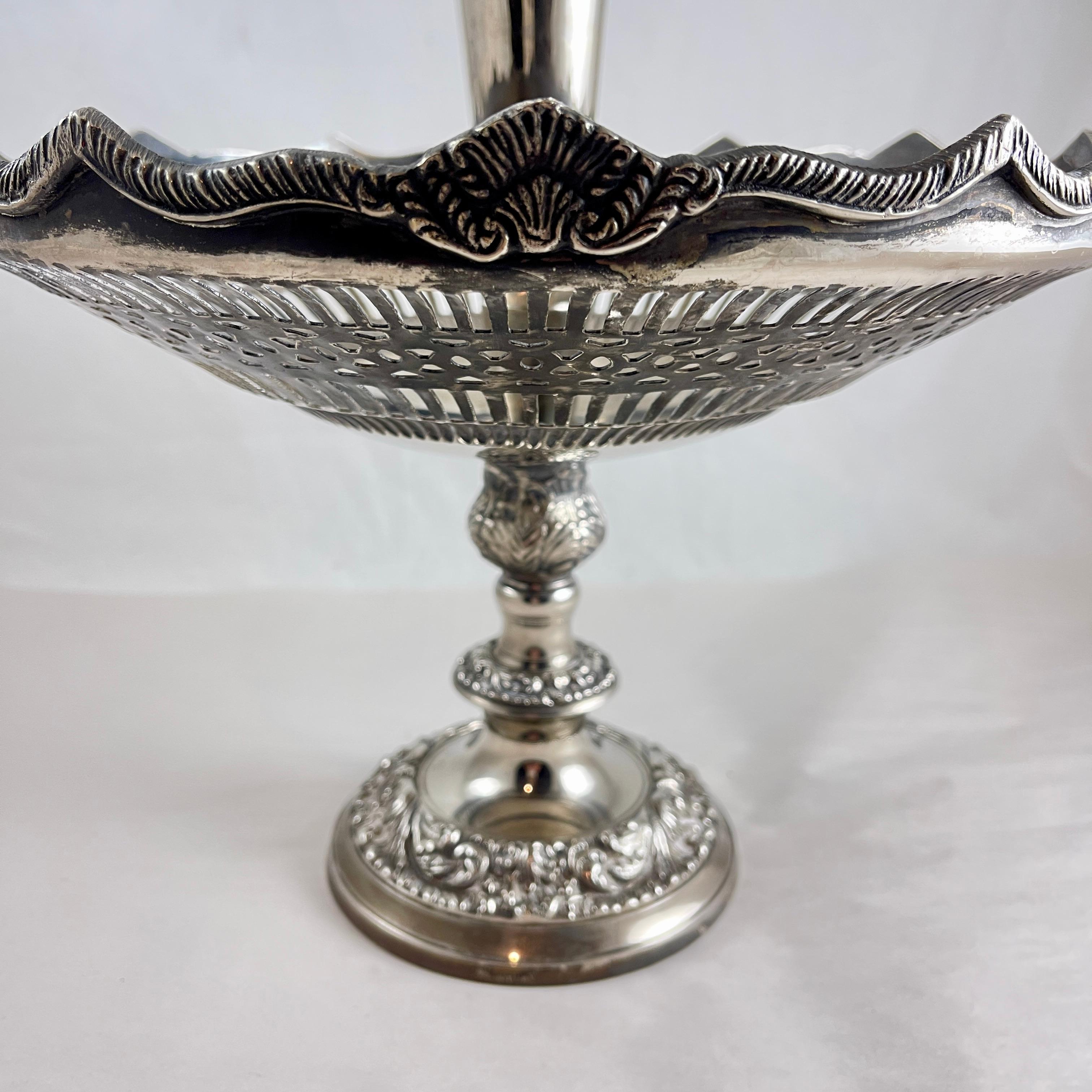 Two-Tier Silver Plated Pedestal Table Epergne For Sale 2