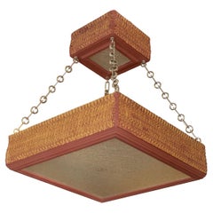 Two-Tier Square Giltwood Pendant by Carlos Villegas