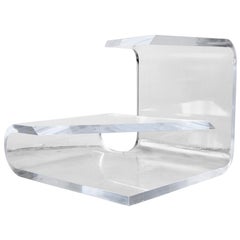 Two-Tier Thick Lucite Midcentury Table After Karl Springer