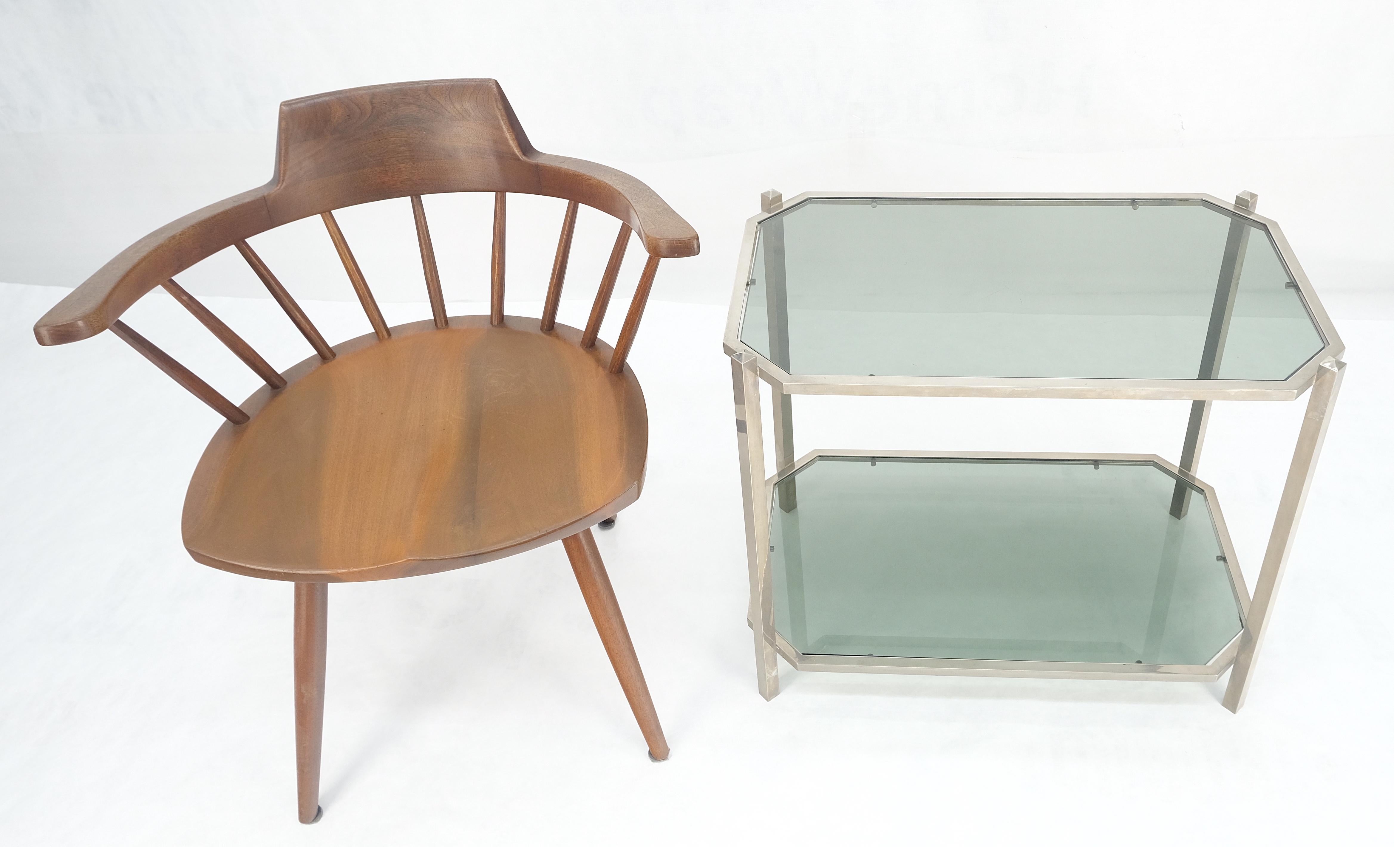 Two Tier Tinted Green Glass Top Cut Corners Rectangle Style End Side Table For Sale 6