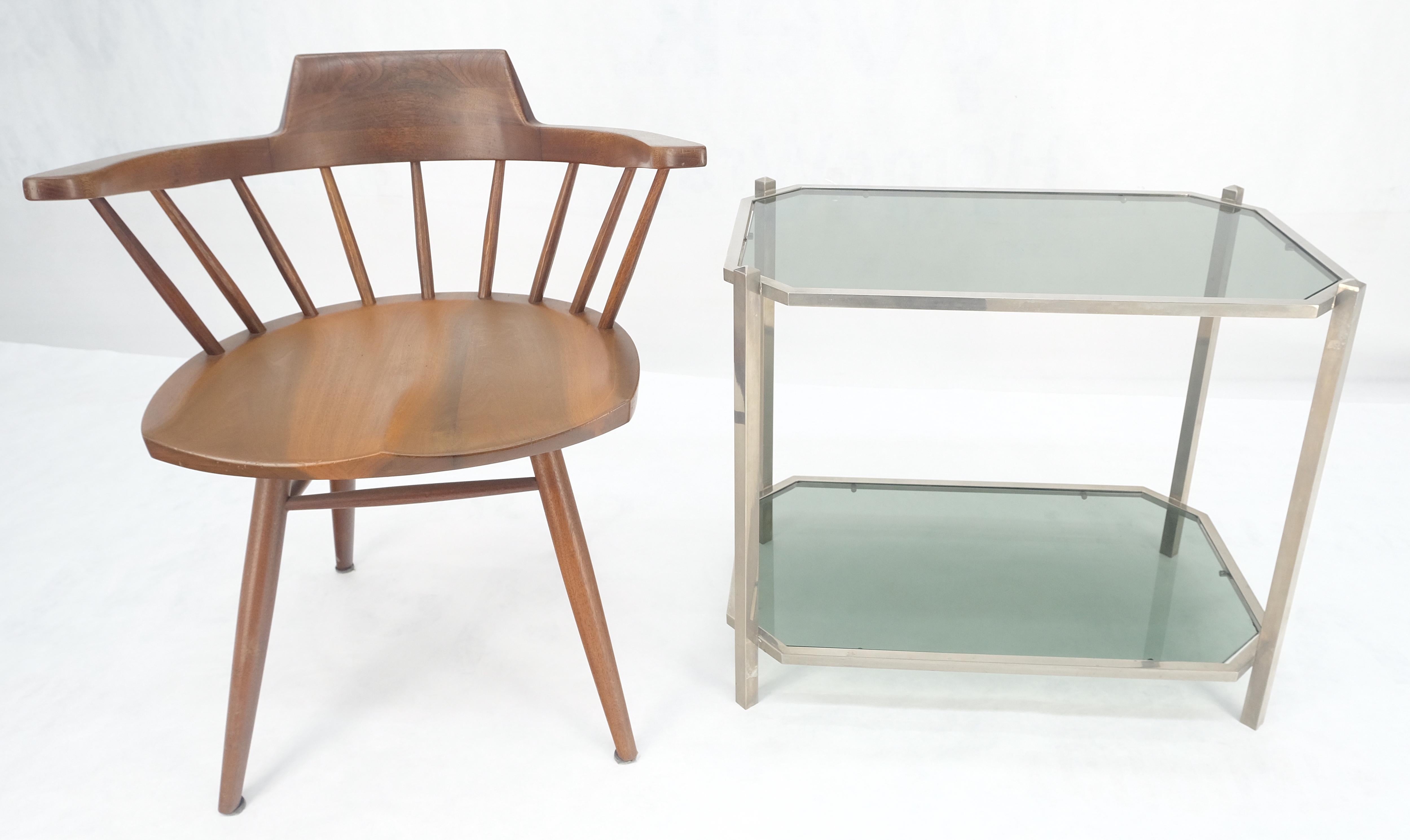 Bauhaus Two Tier Tinted Green Glass Top Cut Corners Rectangle Style End Side Table For Sale