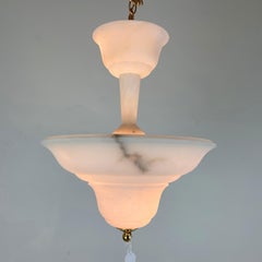 Two Tier Vintage Natural Alabaster Chandelier Pendant