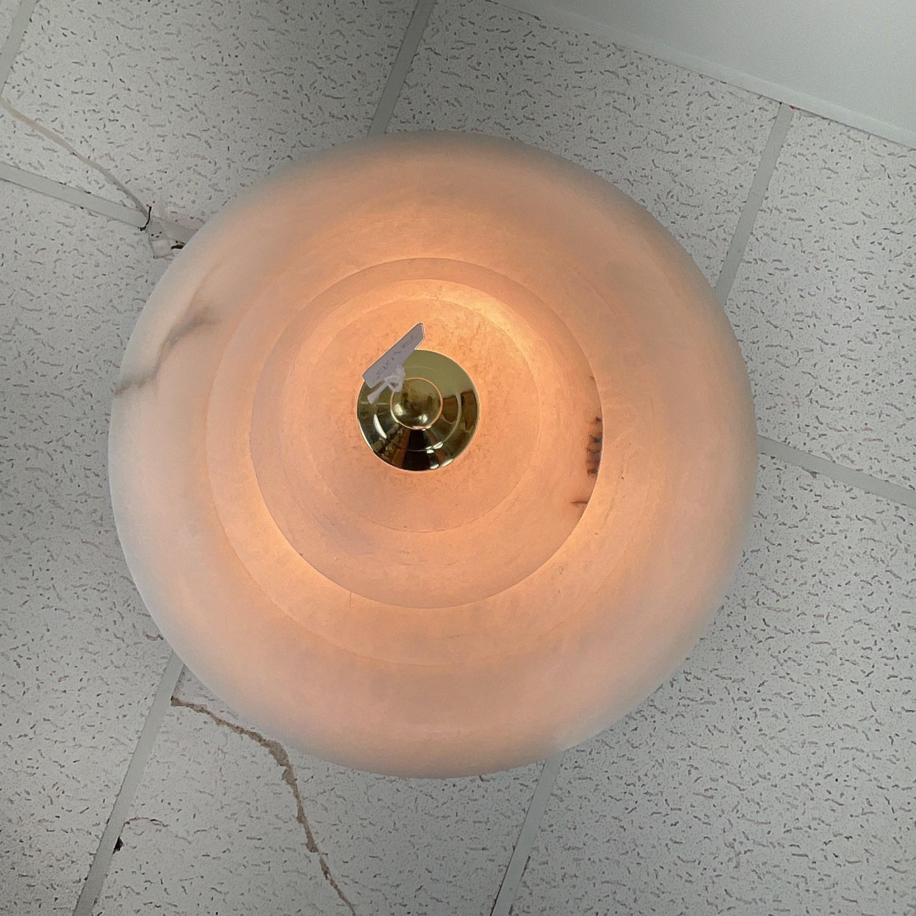 Two Tier Vintage Natural Alabaster Chandelier Pendant For Sale 1