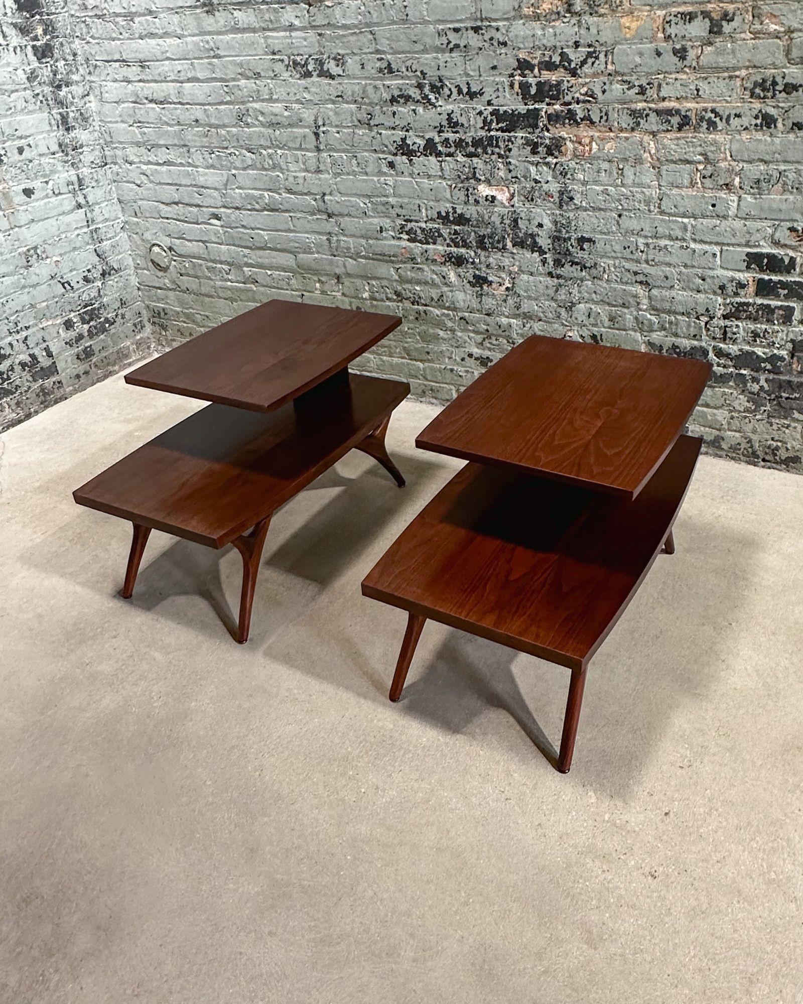 Mid-Century Modern Two Tier Vladimir Kagan Style End/Side Tables, 1960 For Sale