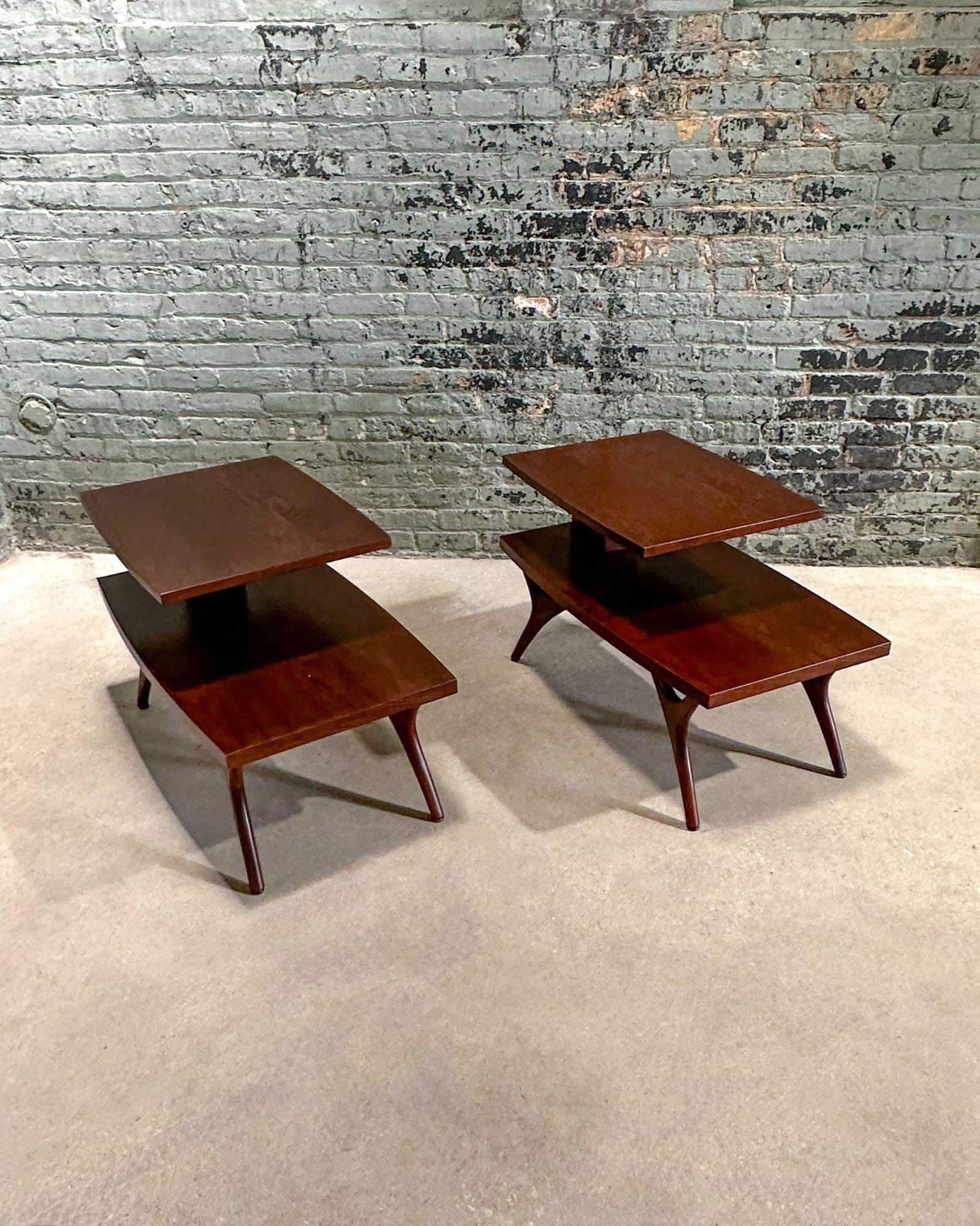American Two Tier Vladimir Kagan Style End/Side Tables, 1960 For Sale