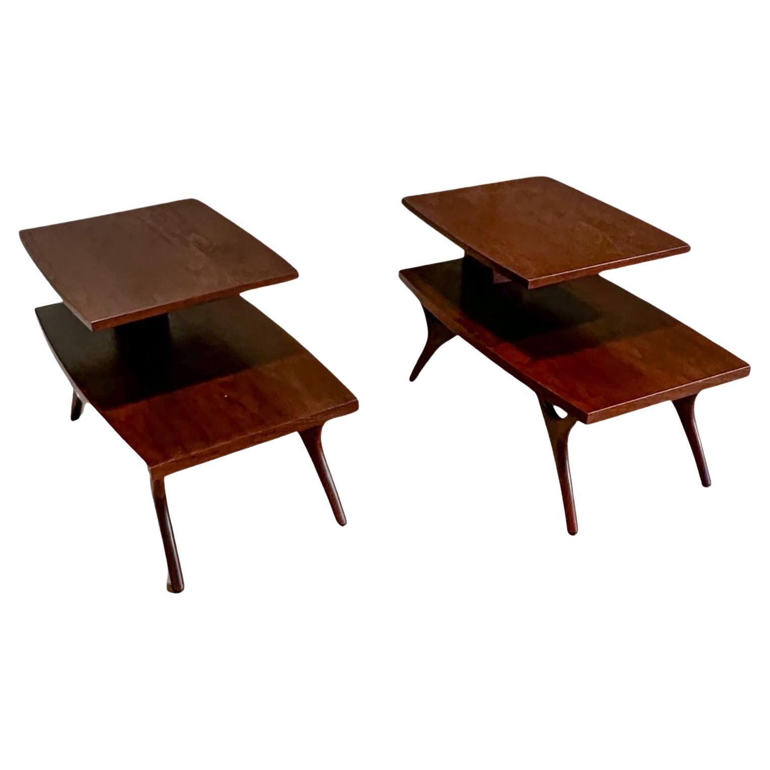 Two Tier Vladimir Kagan Style End/Side Tables, 1960 For Sale