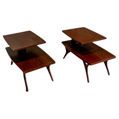 Vintage Two Tier Vladimir Kagan Style End/Side Tables, 1960