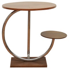 Two-Tier Walnut and Chrome Accent Table Two-Tier Walnut and Chrome Accent Table