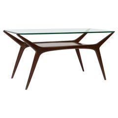Two-Tier Walnut Coffee Table in the Manner of Ice Parisi, Italy, circa 1950