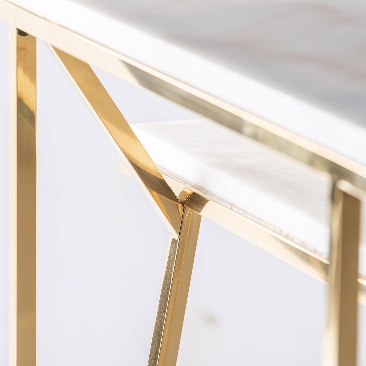 white and gold console table