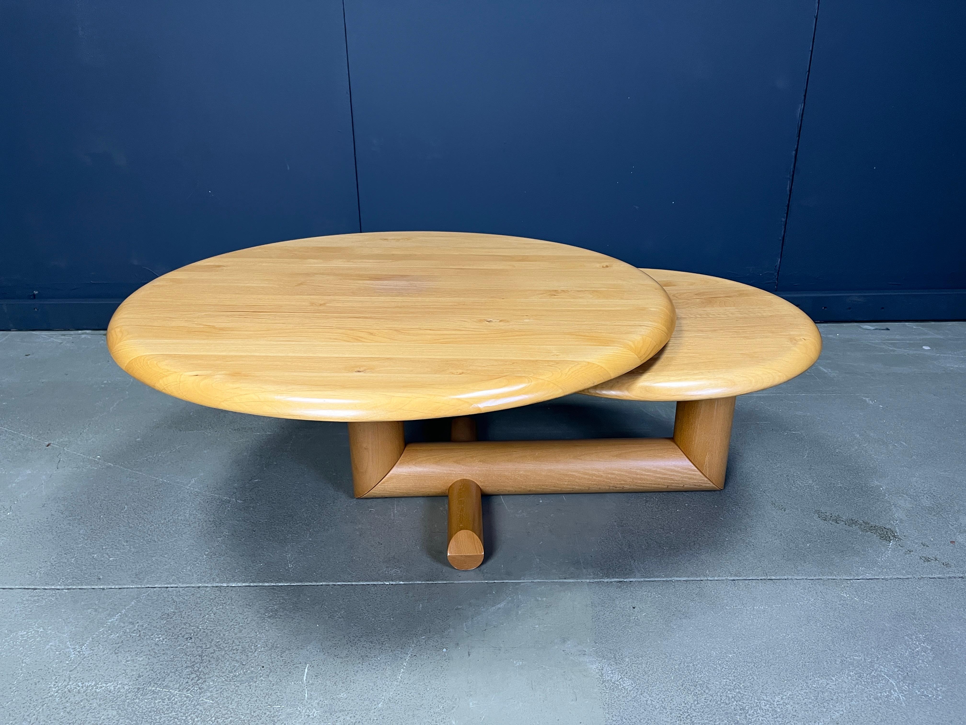 Table basse pivotante à deux niveaux par roche Bobois, années 1980 en vente 4