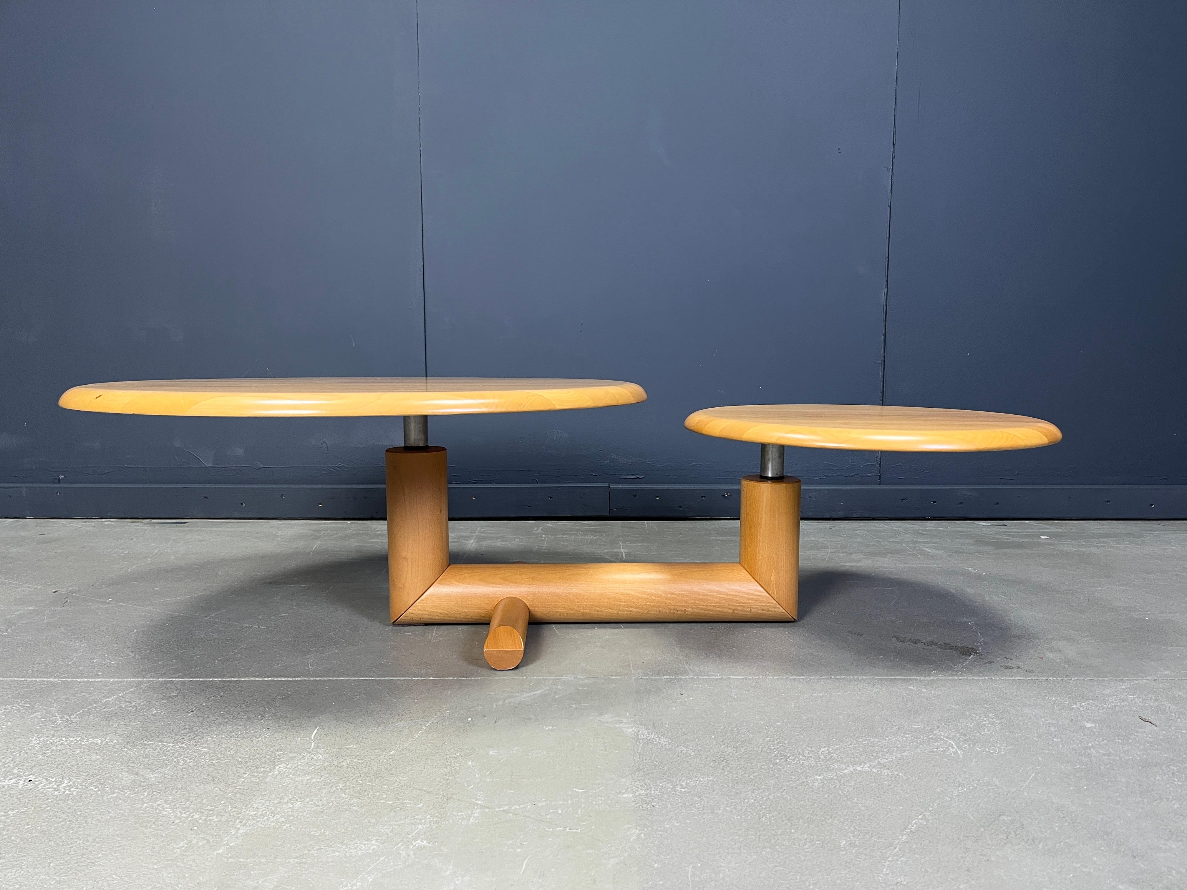 Table basse pivotante à deux niveaux par roche Bobois, années 1980 en vente 7