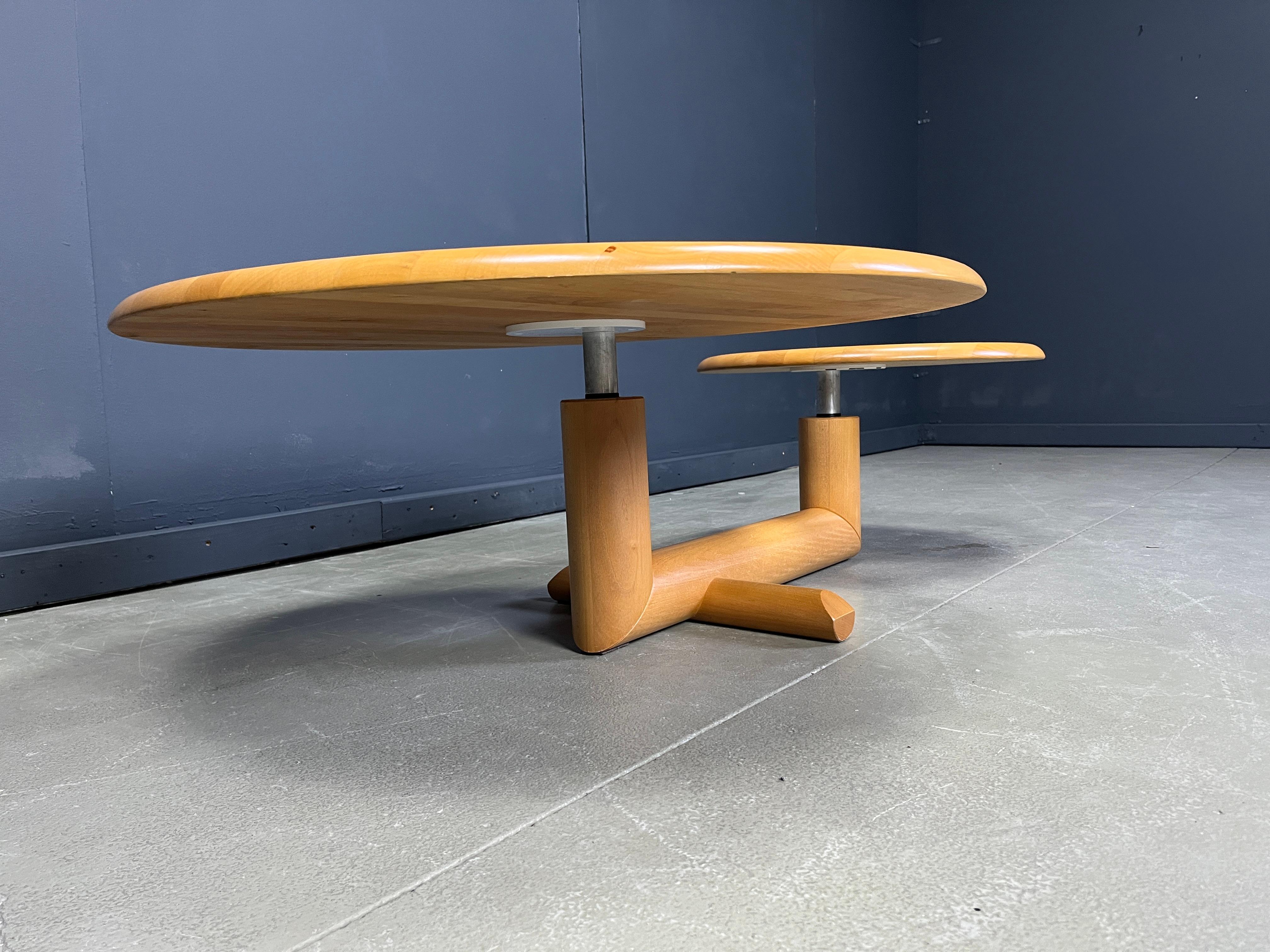 Table basse pivotante à deux niveaux par roche Bobois, années 1980 Excellent état - En vente à Leuven, Vlaams Gewest