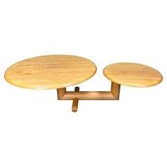Zweistöckiger Couchtisch mit drehbarer Holzplatte von Roche Bobois, 1980er Jahre