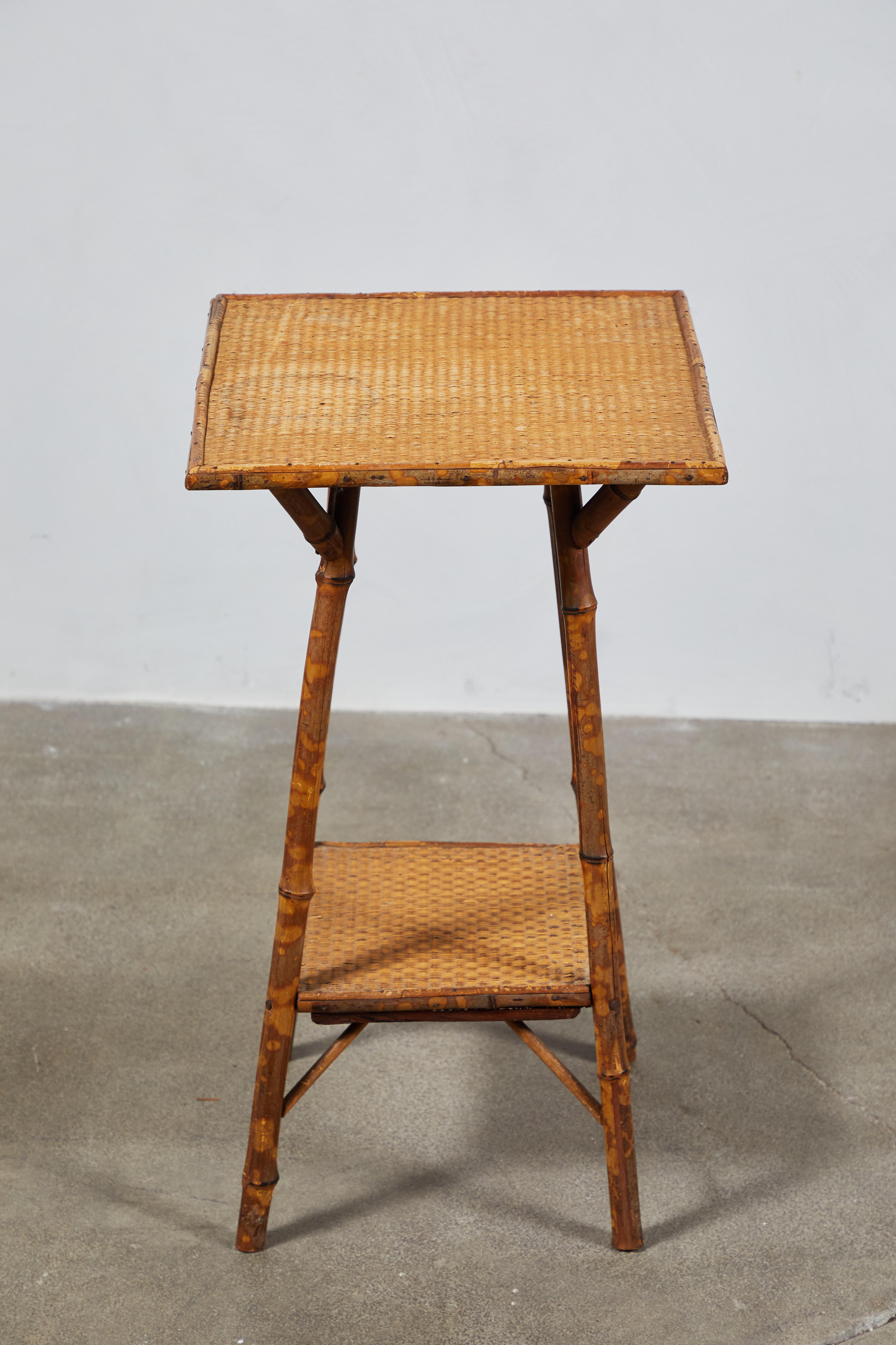 American Two-Tiered Bamboo Side Table