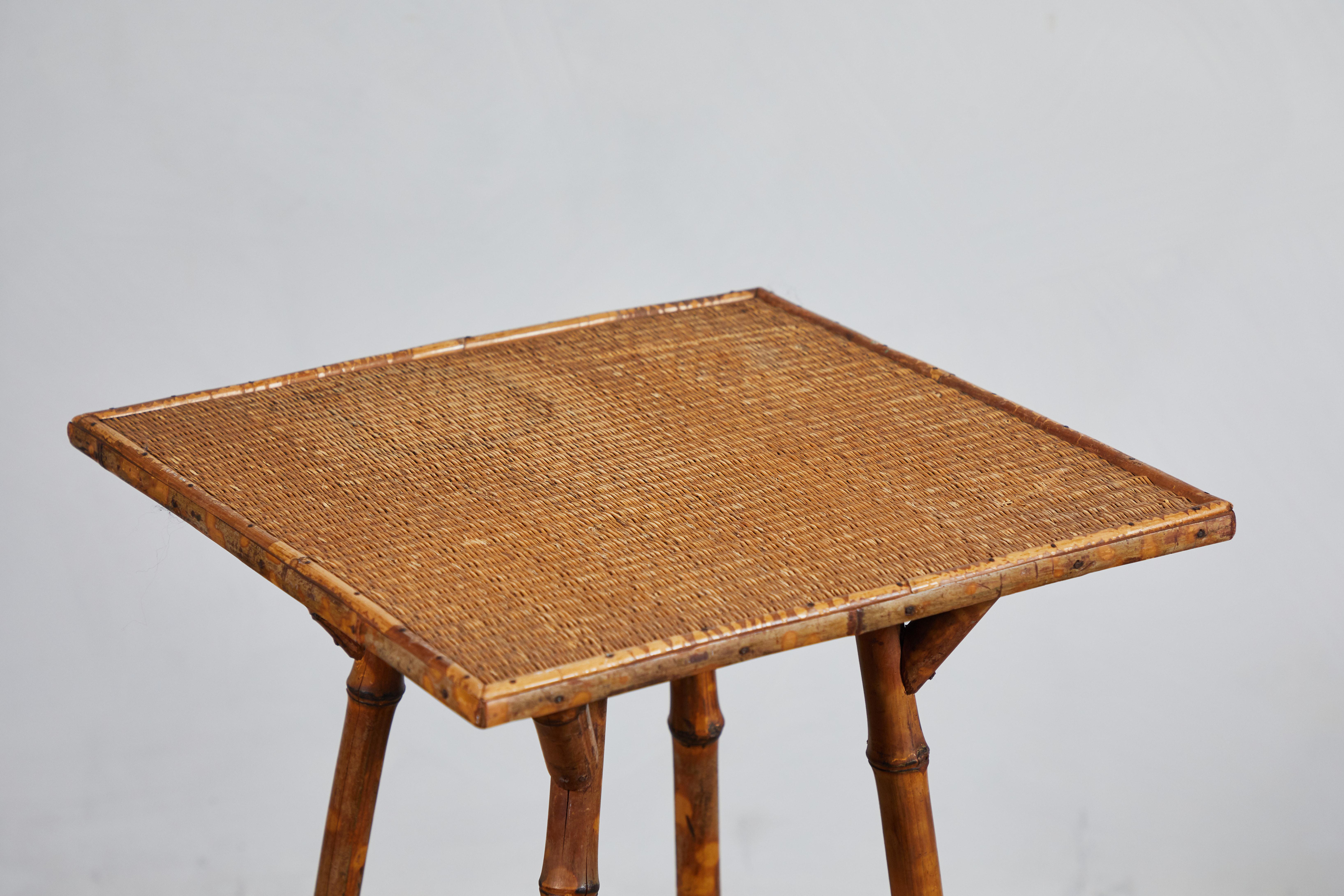 Mid-20th Century Two-Tiered Bamboo Side Table