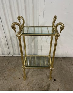Two-Tiered Brass Swan Head Stand by Maison Charles