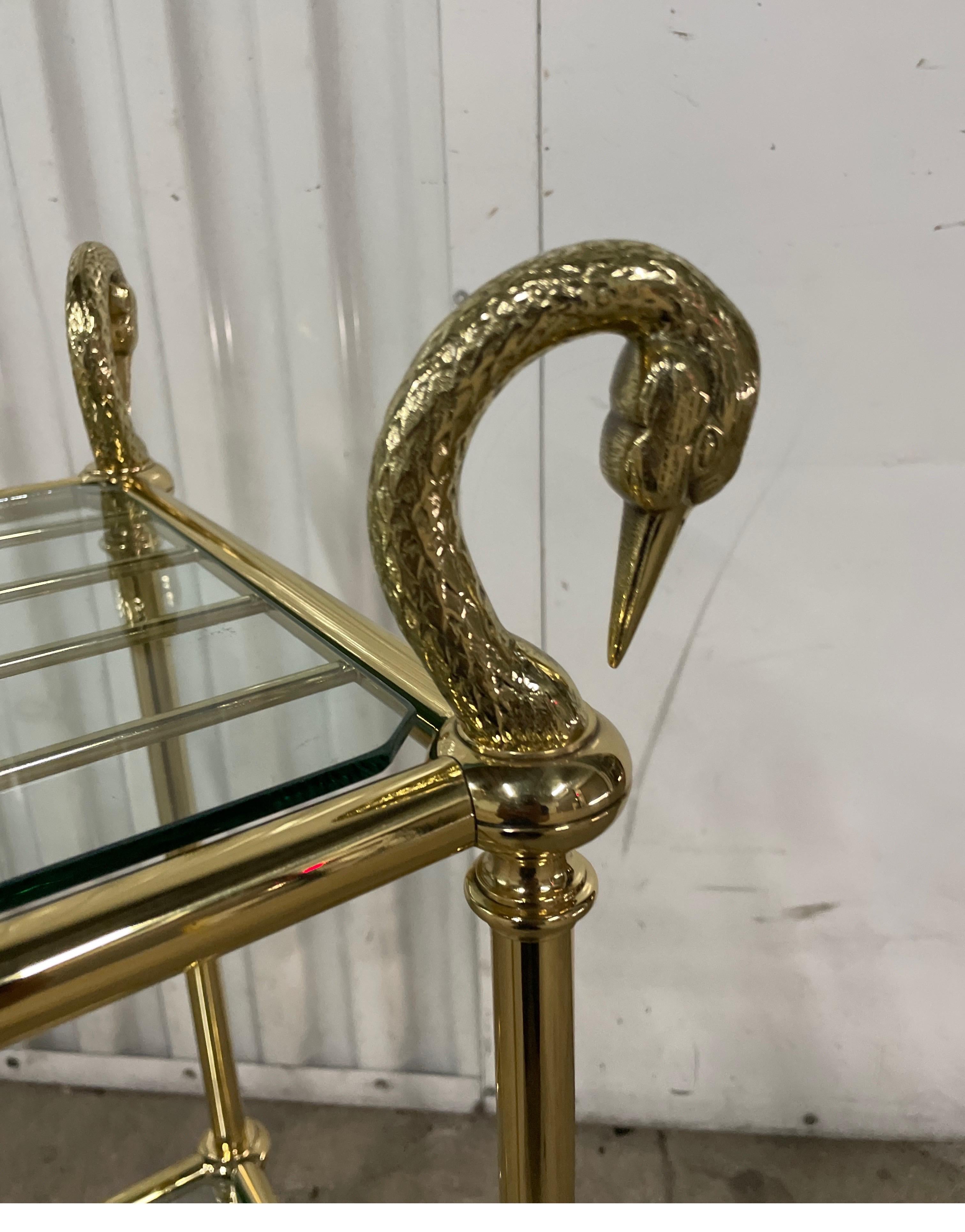 Two-Tiered Brass Swan Head Stand by Maison Charles For Sale 1