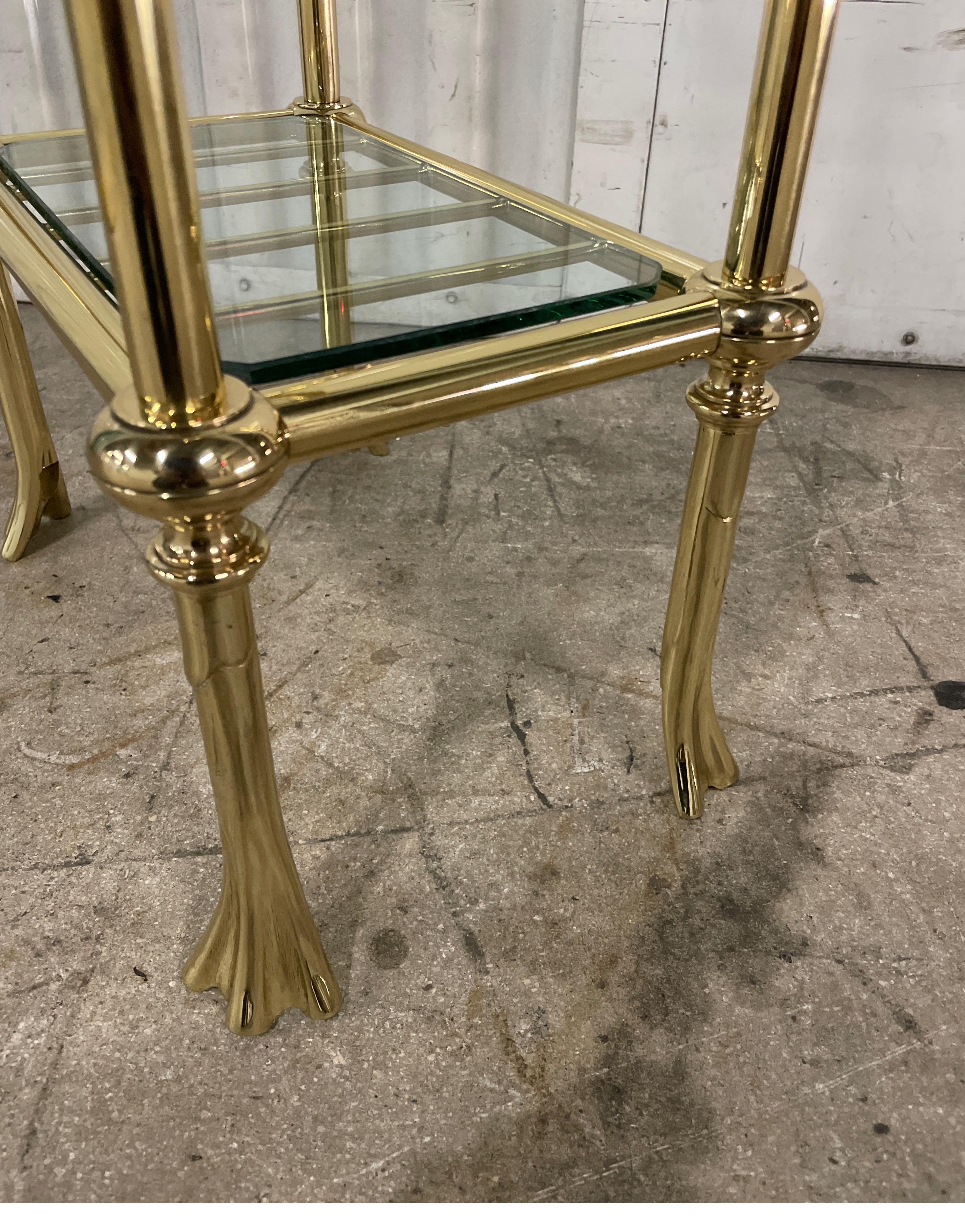 Two-Tiered Brass Swan Head Stand by Maison Charles For Sale 3