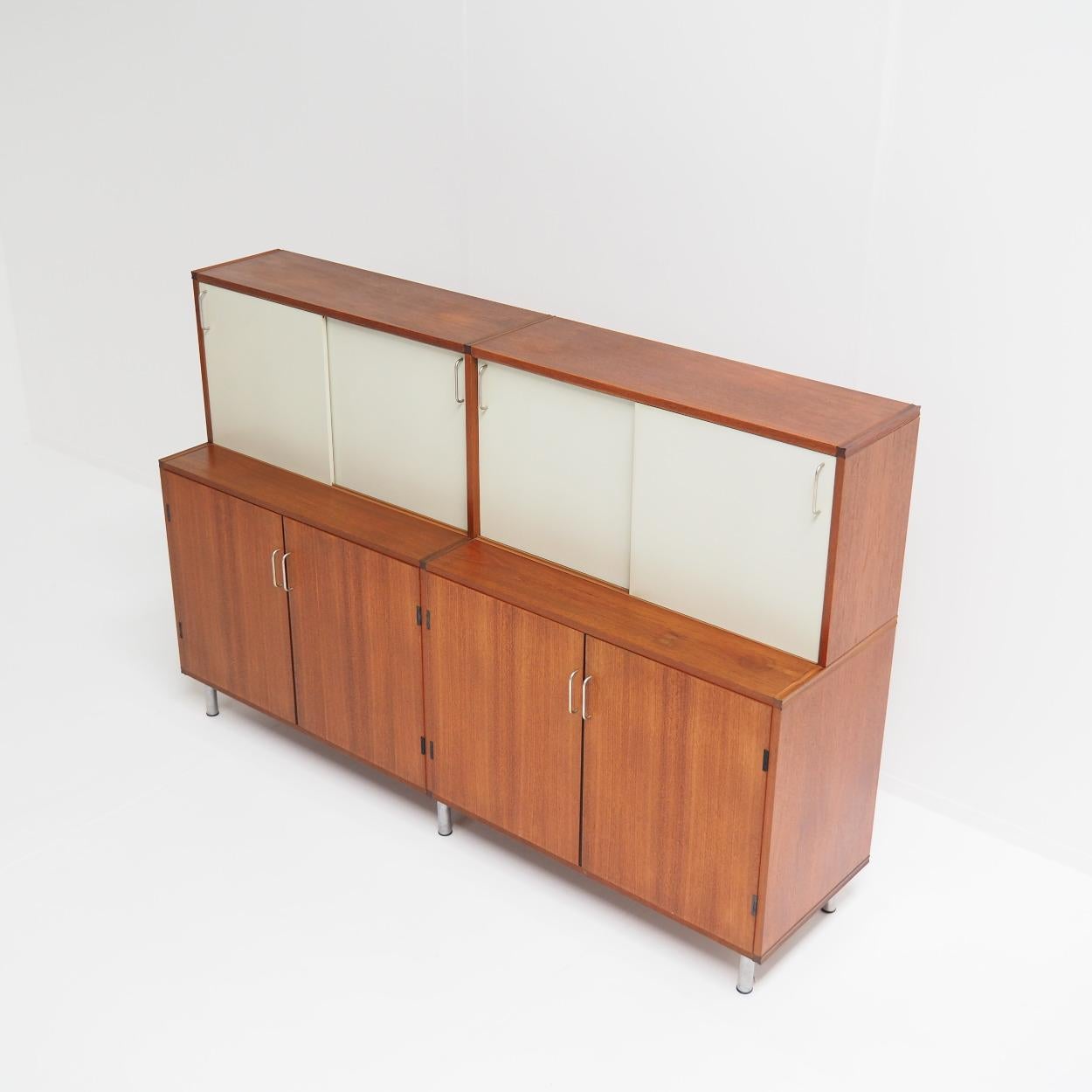 Mid-Century Modern Two Tiered Cabinet with Sliding Doors by Cees Braakman for Pastoe For Sale