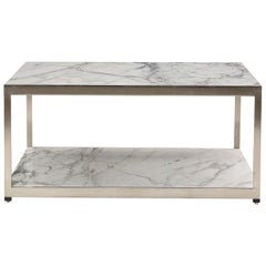 Two-Tiered Carrara Marble Table by Ward Bennett