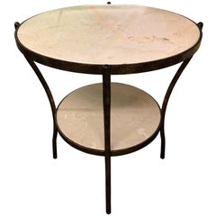 Two-Tiered Centre Table with Gilded Metal Frame and Marble-Top