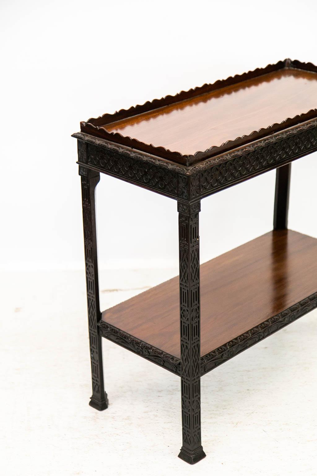 Mahogany Two Tiered Chippendale Tea Table