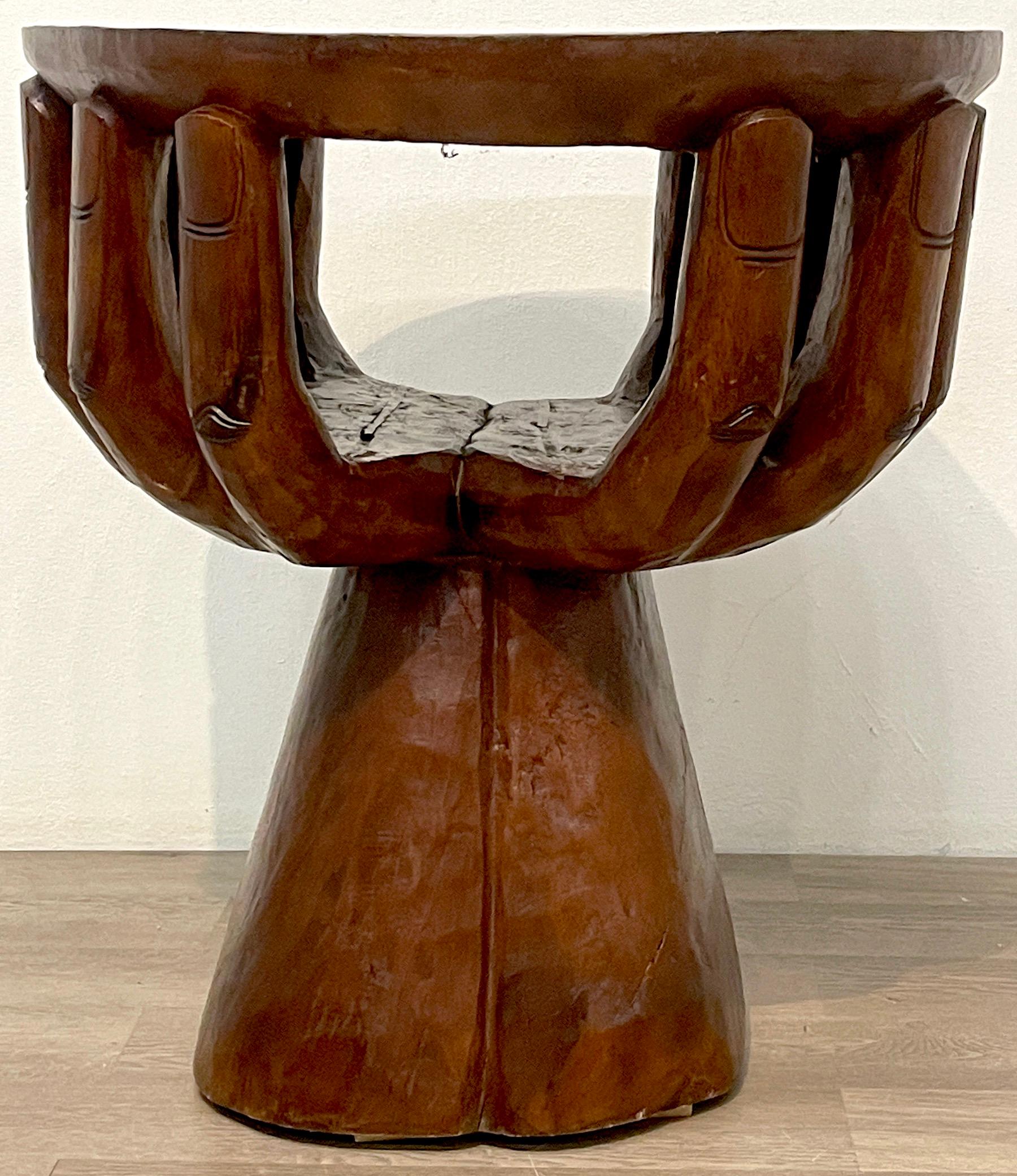 Mid-Century Modern Two-Tiered Cupped Hands Table, in the Manner of Pedro Friedeberg For Sale