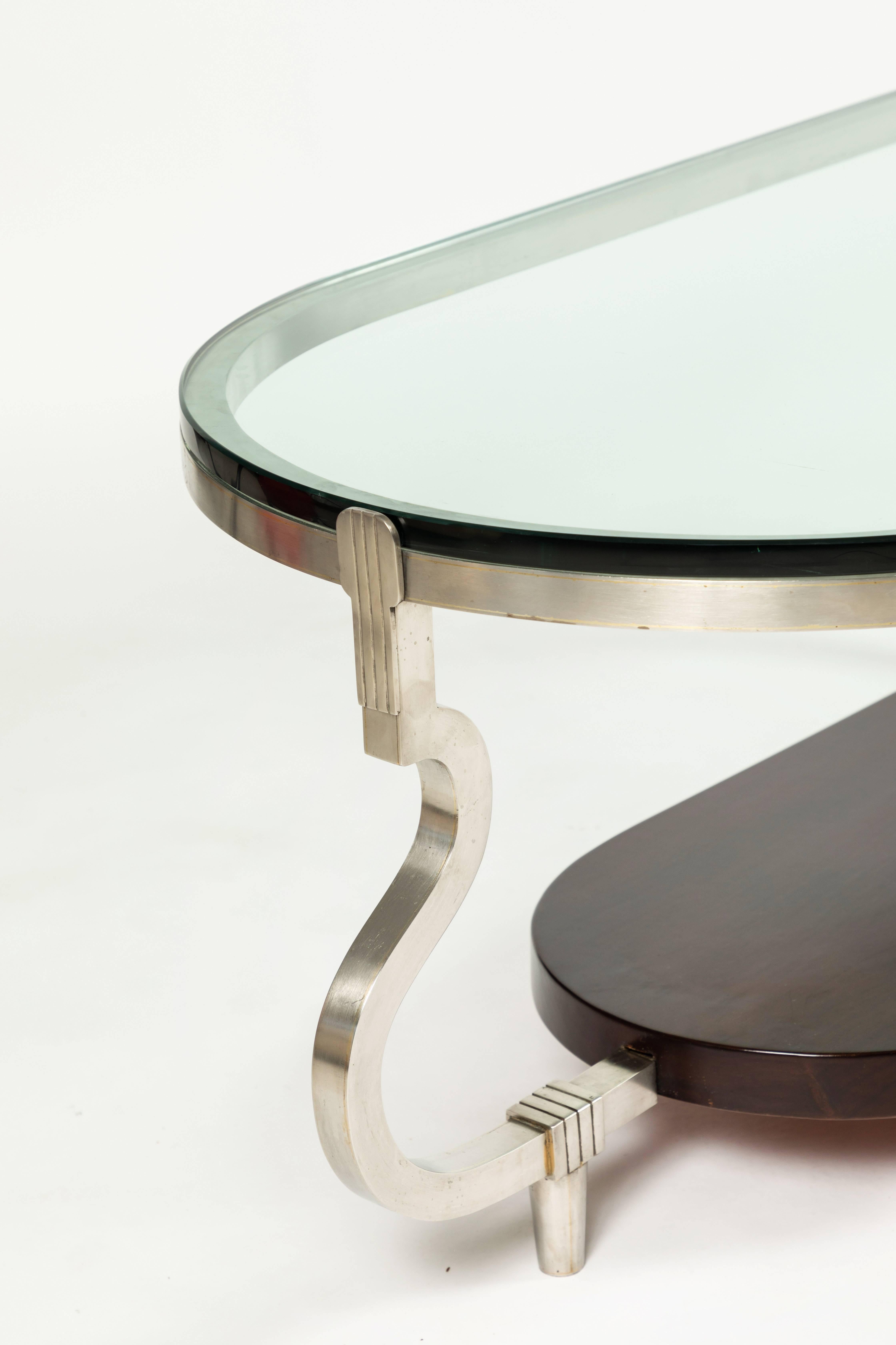 Brushed Two-Tiered Custom Cocktail Table by Tommi Parzinger for Parzinger Originals