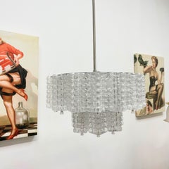 Two Tiered Glass Cube Chandelier by Austrolux, Austria, 1960s