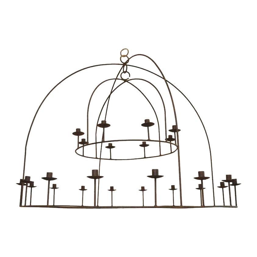 Two-Tiered Iron Chandelier From The Collection by Michael Del Piero For Sale