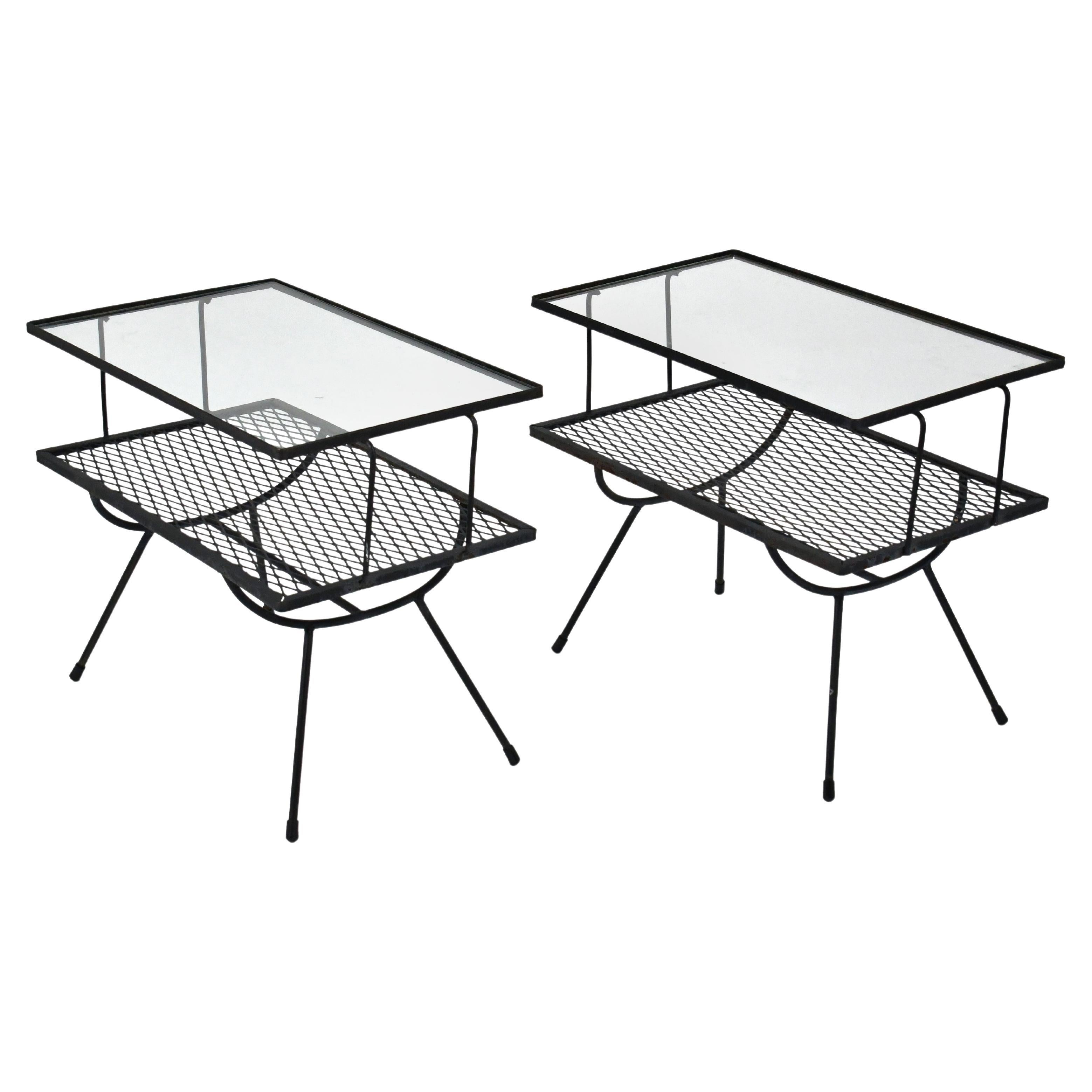 Two-tiered Iron End Tables by Frank & Sons For Sale