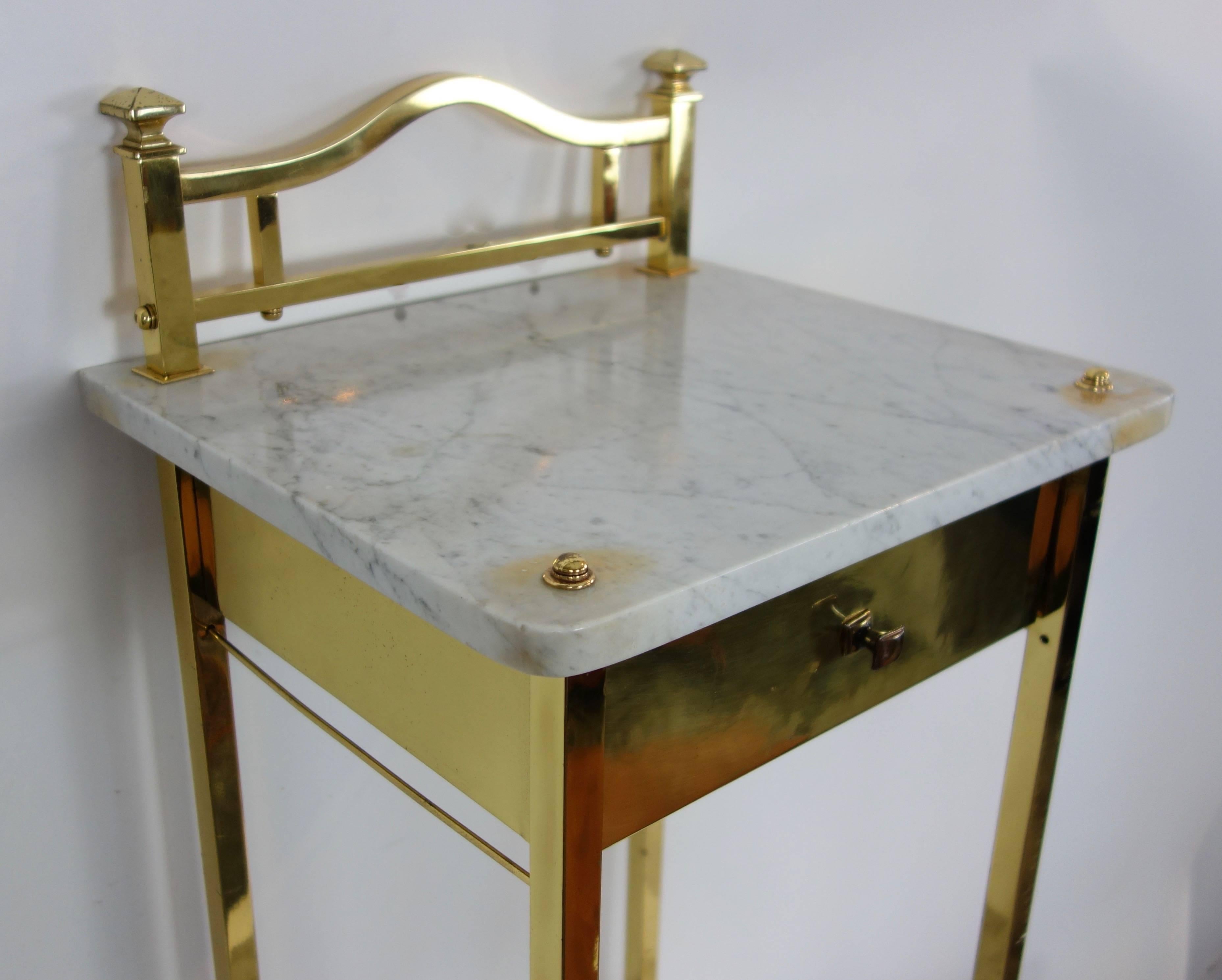 Early 20th Century Two-Tiered Marble and Brass Commode