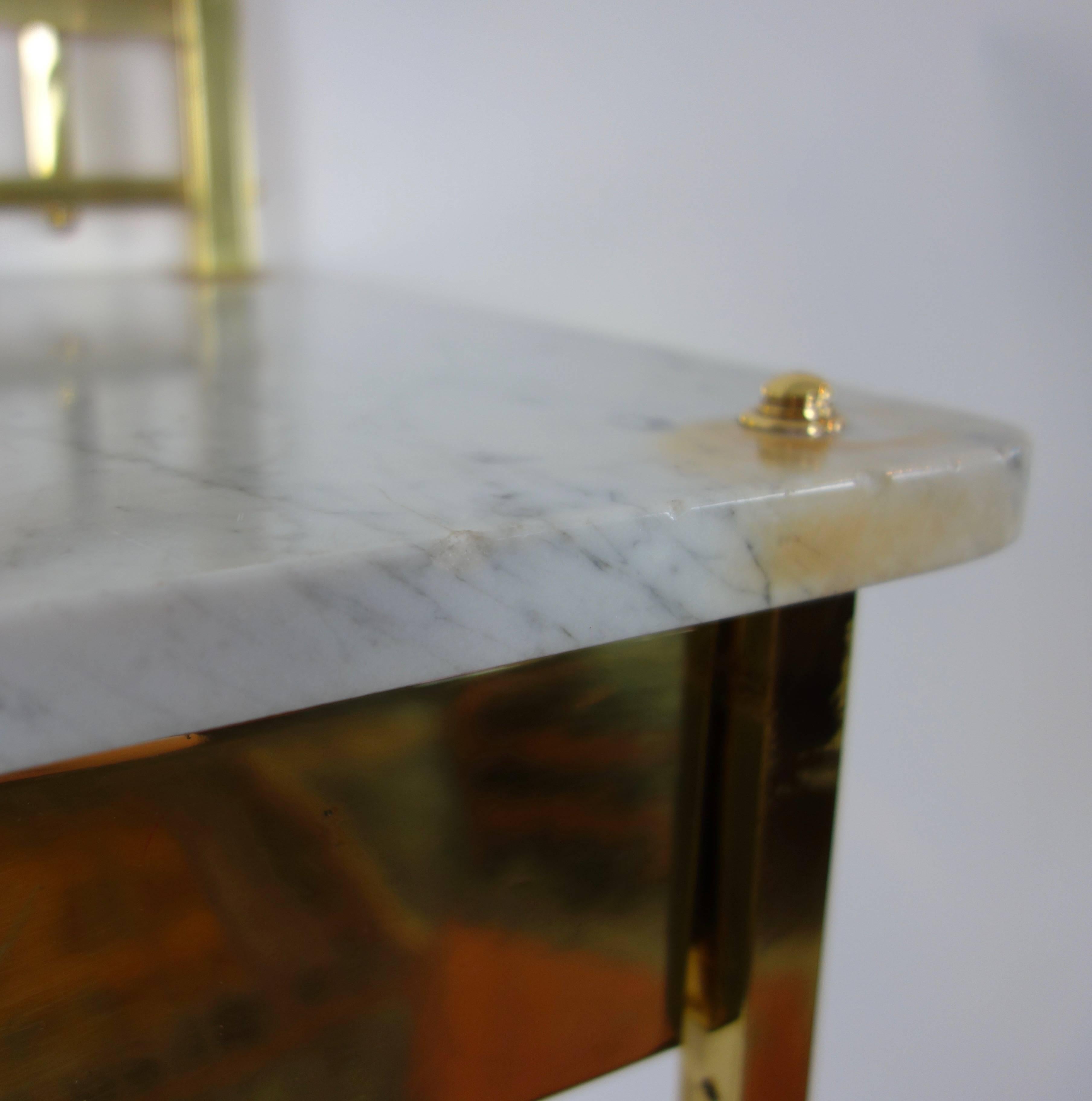 Two-Tiered Marble and Brass Commode 1