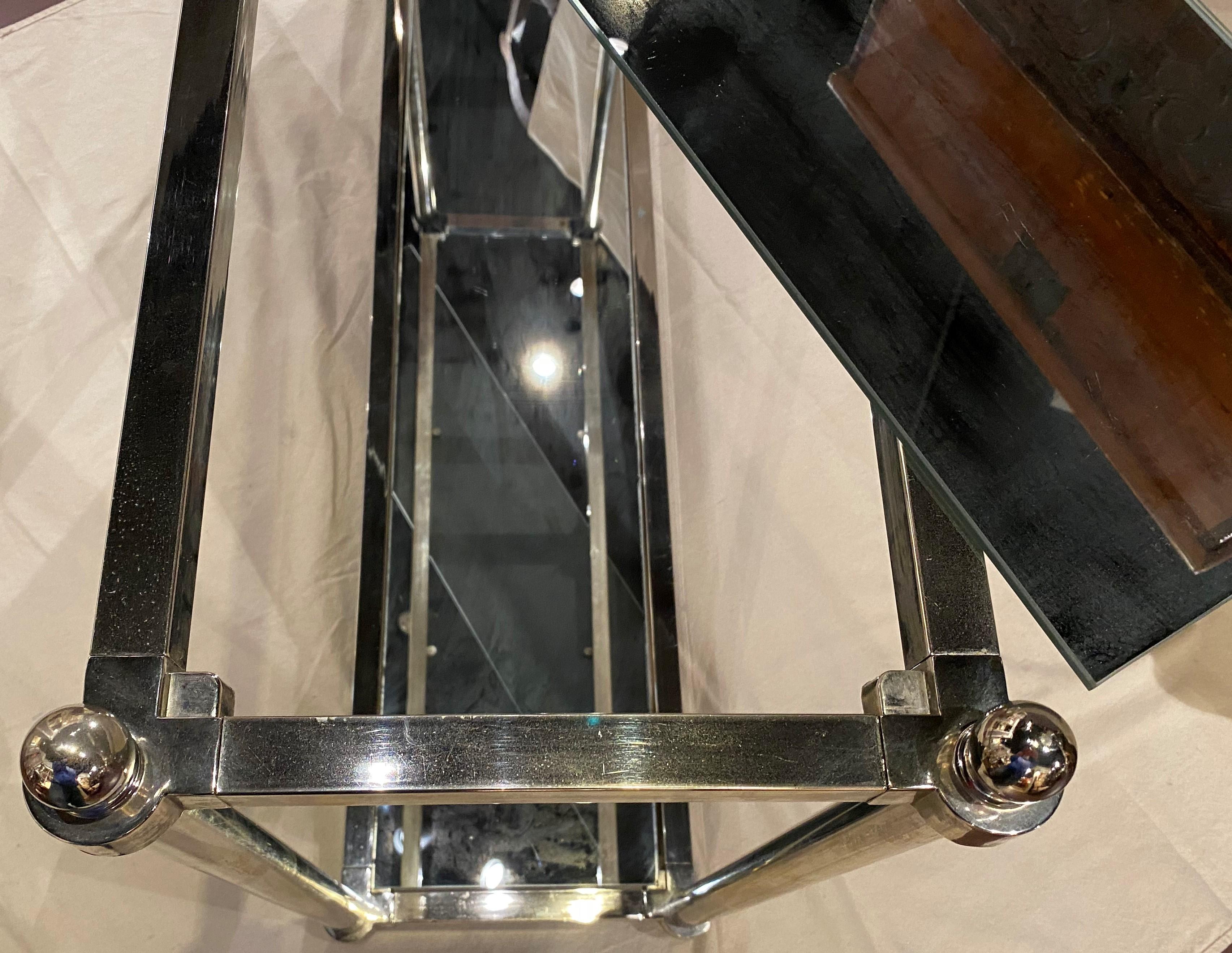 Two Tiered Mirrored Chrome Console in the Milo Baughman Style, circa 1970’s 5